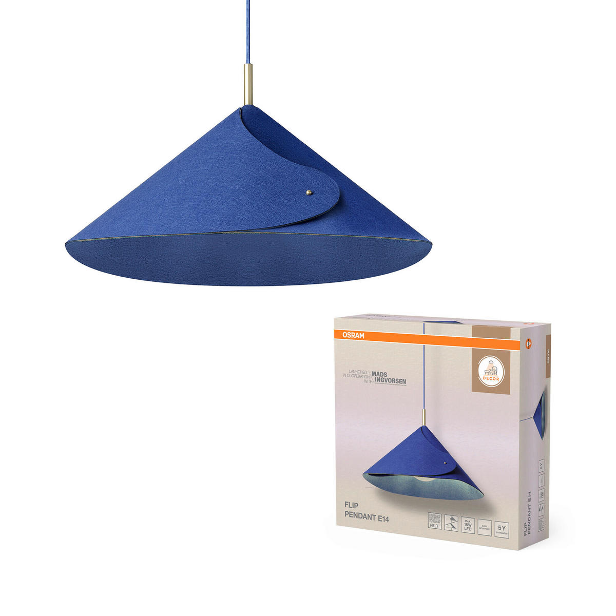 PENDELLEUCHTE 50/126,5 cm  - Blau, Basics, Textil/Metall (50/126,5cm) - Osram