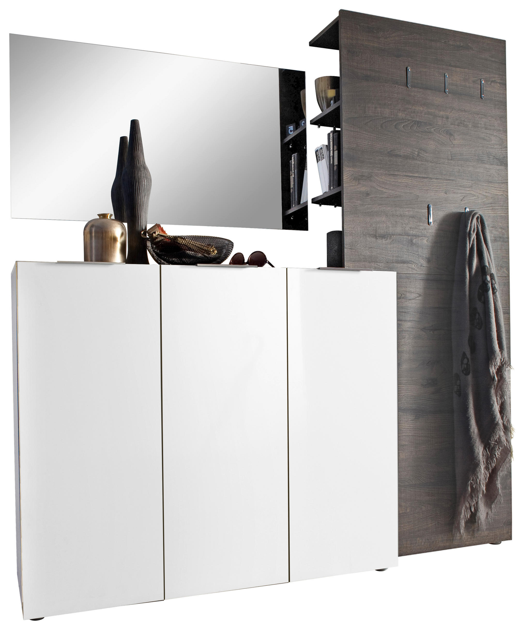 HALLMÖBEL 3 delar i 175/190/39 cm vit, wengefärgad 190/175/39 cm