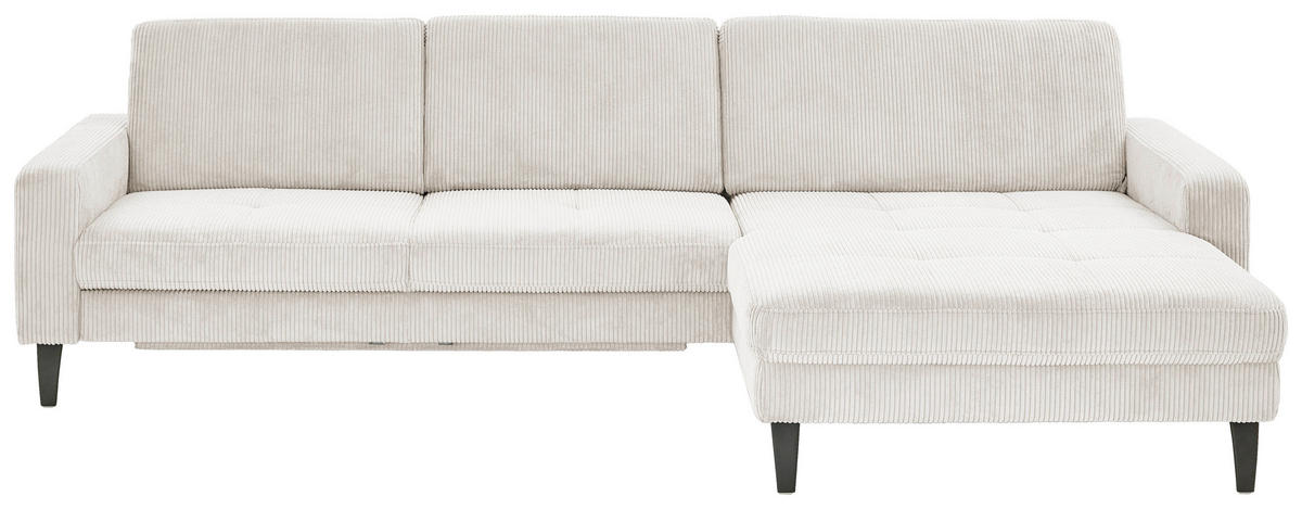 ECKSOFA in Cord Beige  - Beige/Schwarz, Modern, Textil/Metall (302/177cm) - Beldomo Style