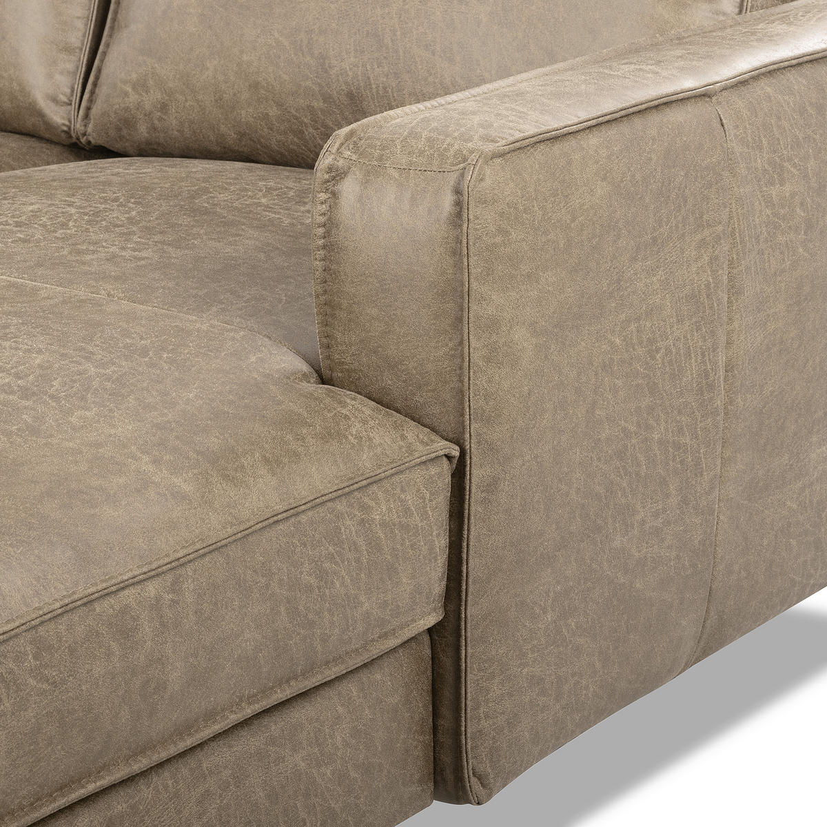 ECKSOFA Hellgrau Echtleder Lederlook Bettkasten, Schlaffunktion, Rücken echt  - Hellgrau/Schwarz, Design, Leder/Textil (166/238cm) - Livetastic