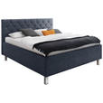 POLSTERBETT 160/200 cm,  in Blau, Matratze, gepolstertes Kopfteil, Lattenrost, Bettkasten, H2 + H3 = mittel + fest  - Blau, Design, Holzwerkstoff/Textil (160/200cm) - Xora