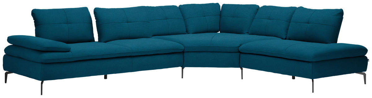 ECKSOFA in Flachgewebe Dunkelblau  344/271 cm  - Schwarz/Dunkelblau, Design, Textil/Metall (344/271cm) - Chilliano