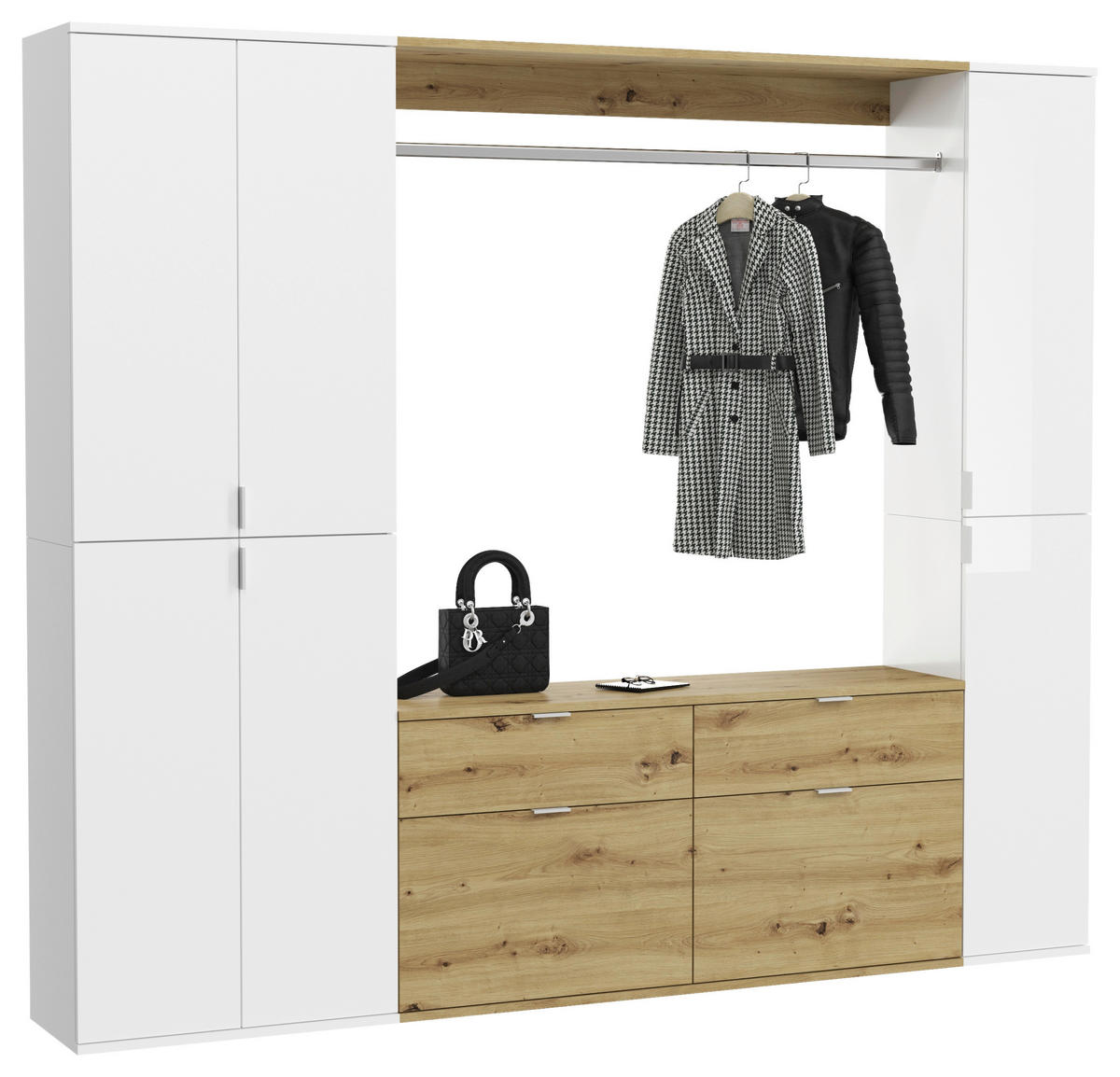 GARDEROBE 3-teilig  in 212/193/34 cm  - KONVENTIONELL, Holzwerkstoff (212/193/34cm) - MID.YOU