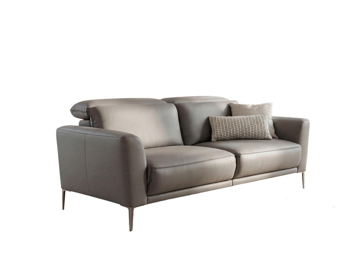 2-SITZER-SOFA Taupe Echtleder  - Taupe/Greige, Design, Leder/Metall (200/83/110cm) - Johann Jakob
