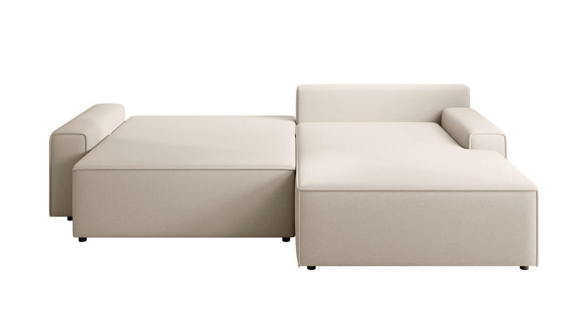 ECKSCHLAFSOFA CHALLANGE  mit Schlafen auf Sitzhöhe, Rücken echt, Armteil links, Armteil rechts Struktur Beige  - Beige/Schwarz, MODERN, Kunststoff/Textil (246/168cm) - Trendmanufaktur