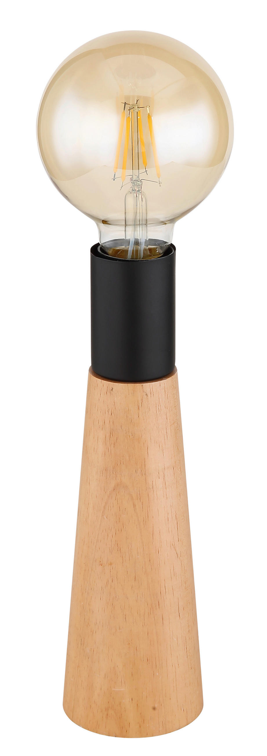 TISCHLEUCHTE 7,5/25 cm   - Dunkelbraun/Schwarz, Basics, Holz/Metall (7,5/25cm) - Globo