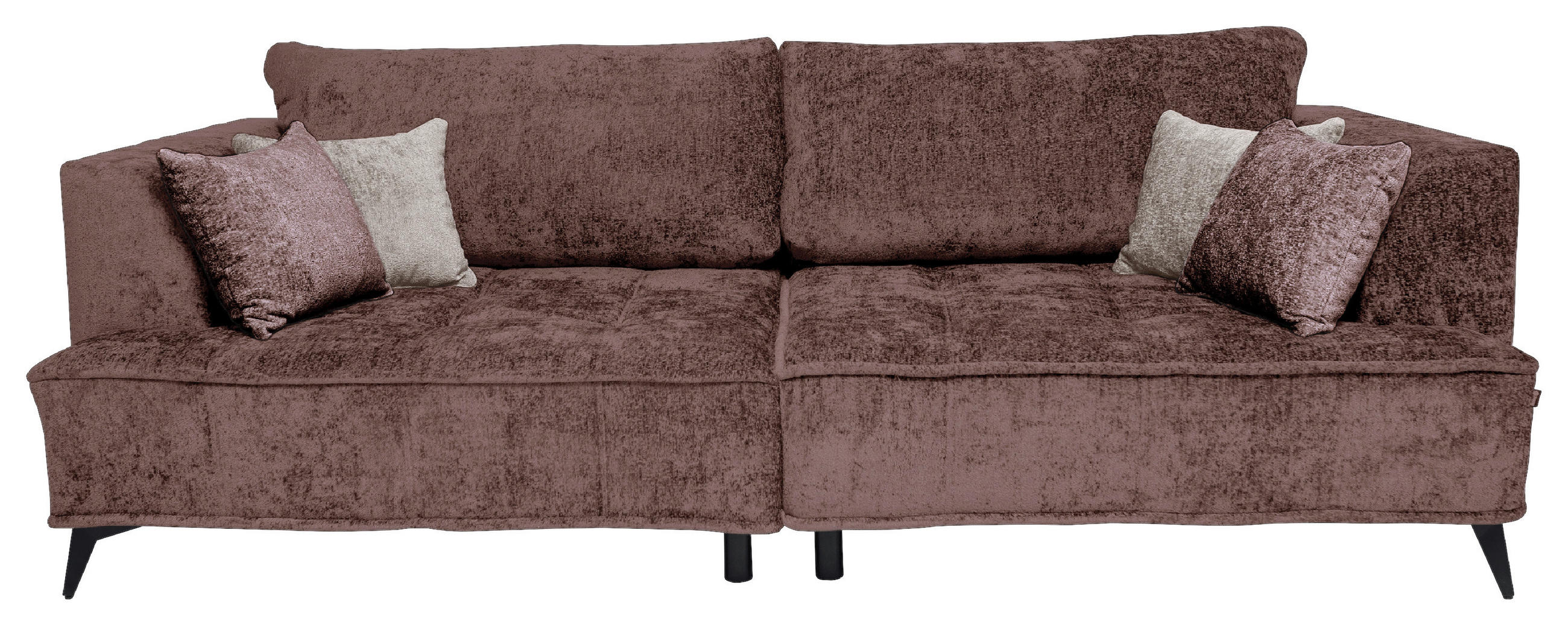 BIGSOFA in Chenille Altrosa  - Beige/Schwarz, Design, Textil/Metall (250/90/120cm) - home24