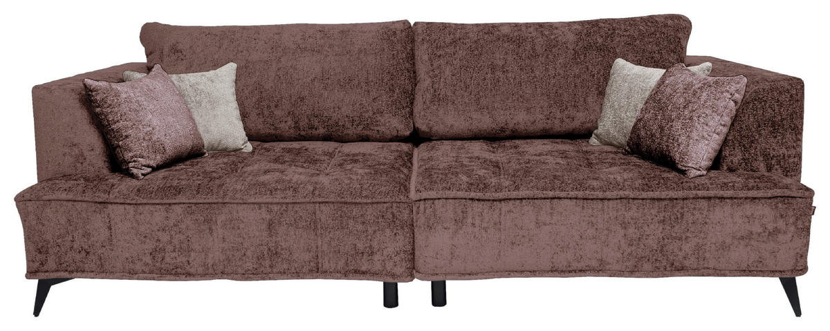 BIGSOFA in Chenille Altrosa  - Beige/Schwarz, Design, Textil/Metall (250/90/120cm) - home24