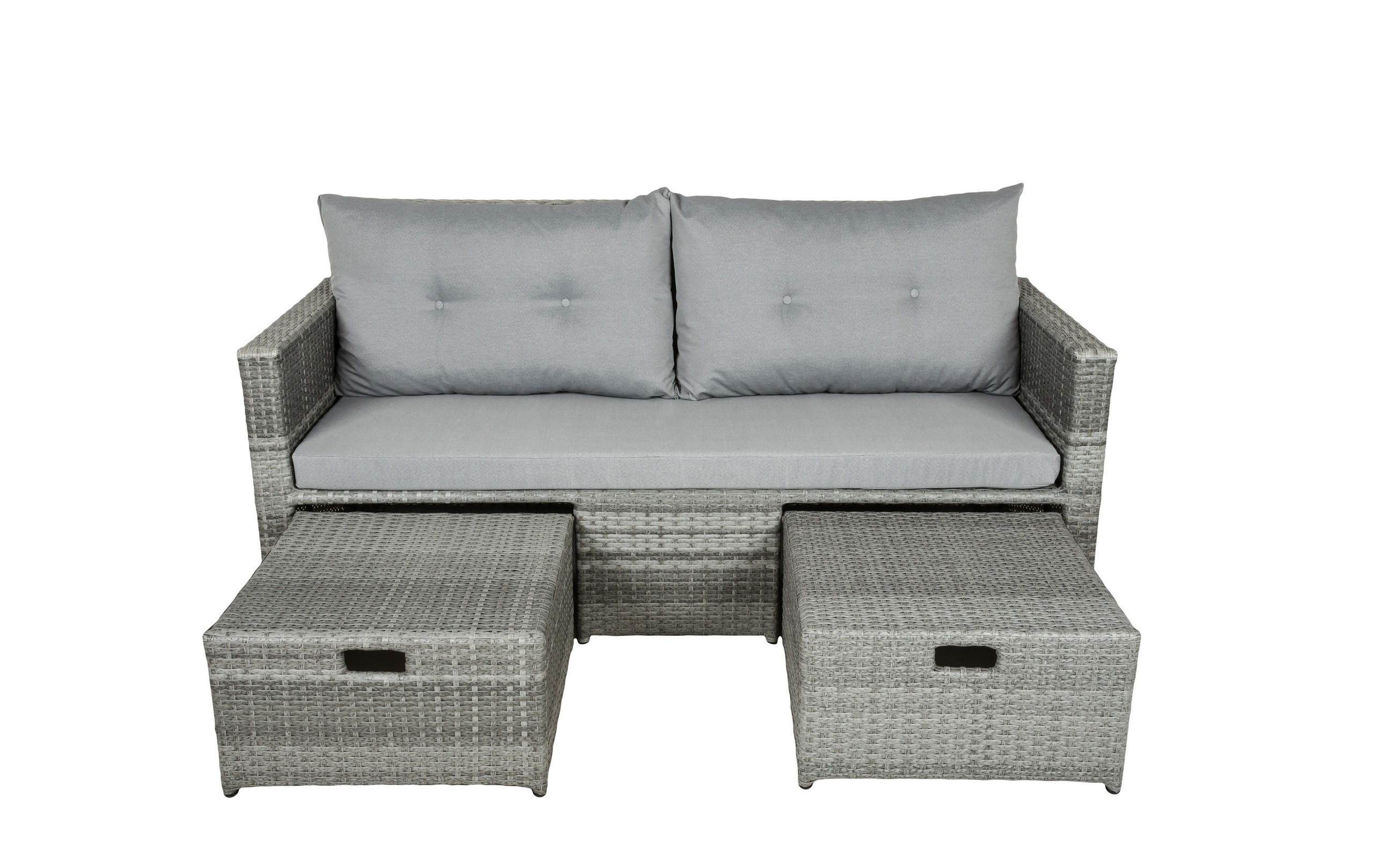 LOUNGESOFA 180/86/135 cm Aluminium  - Schwarz/Grau, Basics, Kunststoff/Textil (180/86/135cm) - Gardenson
