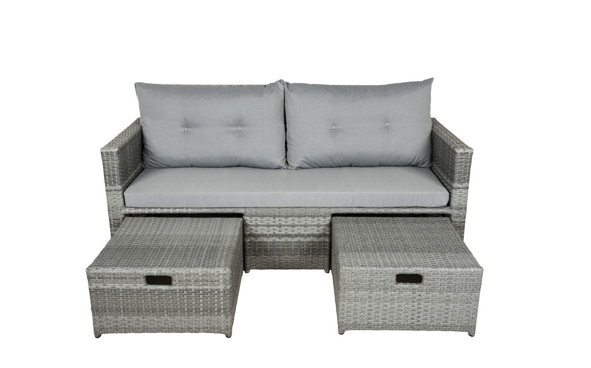 LOUNGESOFA  - Schwarz/Grau, Basics, Kunststoff/Textil (180/86/135cm) - Gardenson