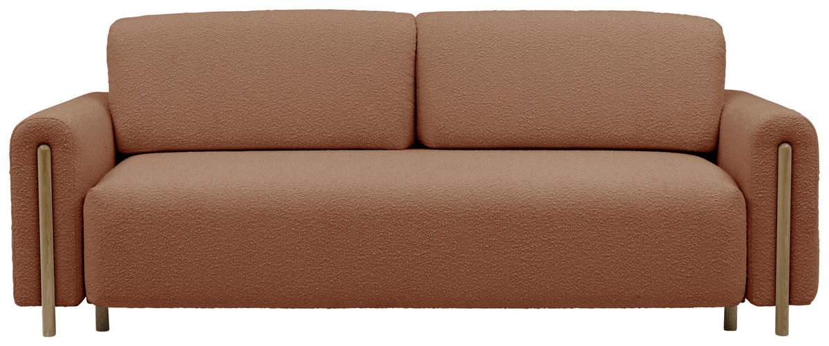 SCHLAFSOFA Hellrot  - Eichefarben/Hellrot, Design, Holz/Textil (244/97/97cm) - MID.YOU