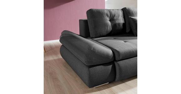 ECKSOFA Grau Webstoff  - Chromfarben/Grau, Design, Kunststoff/Textil (302/187cm) - Carryhome