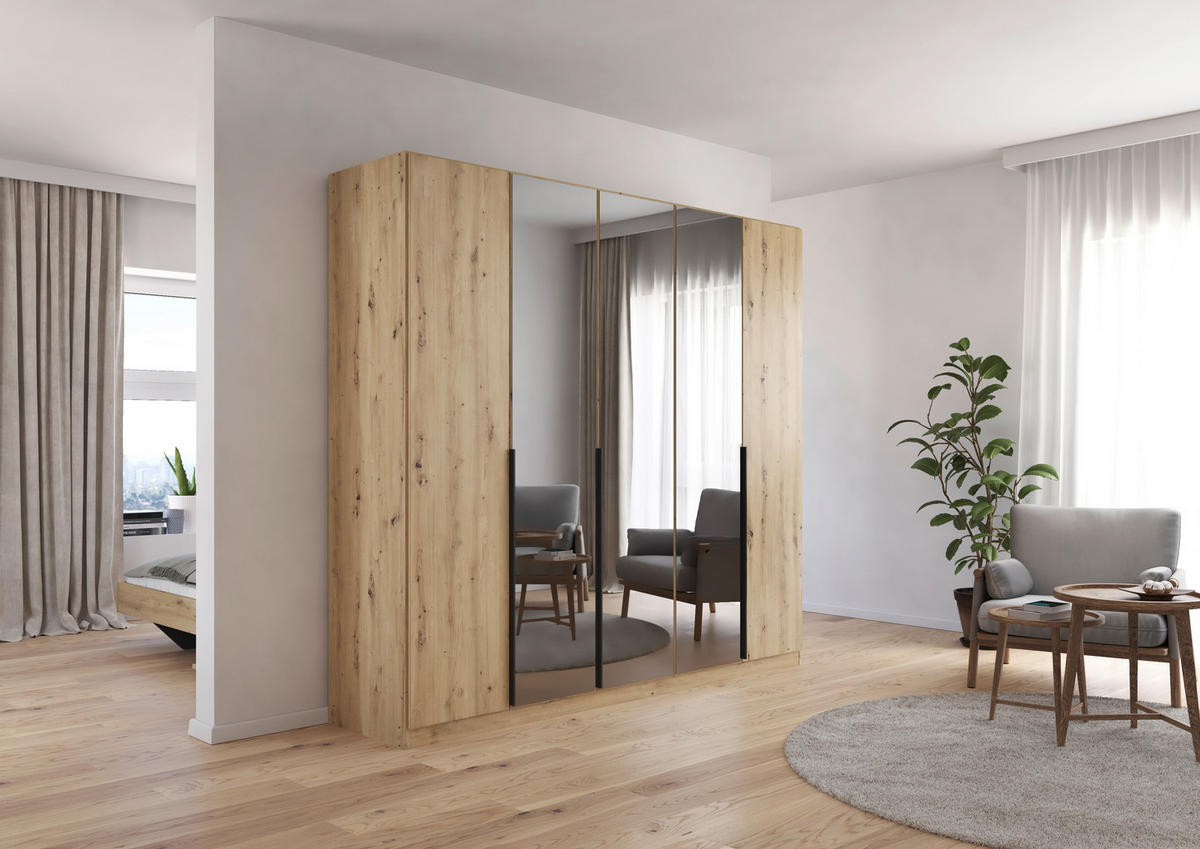 DREHTÜRENSCHRANK 226/210/54 cm 5-türig Eiche Artisan  - Eiche Artisan, MODERN, Holzwerkstoff/Metall (226/210/54cm) - Rauch Möbel