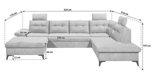 WOHNLANDSCHAFT Olivgrün Webstoff  - Schwarz/Olivgrün, KONVENTIONELL, Kunststoff/Textil (170/324/218cm) - Carryhome