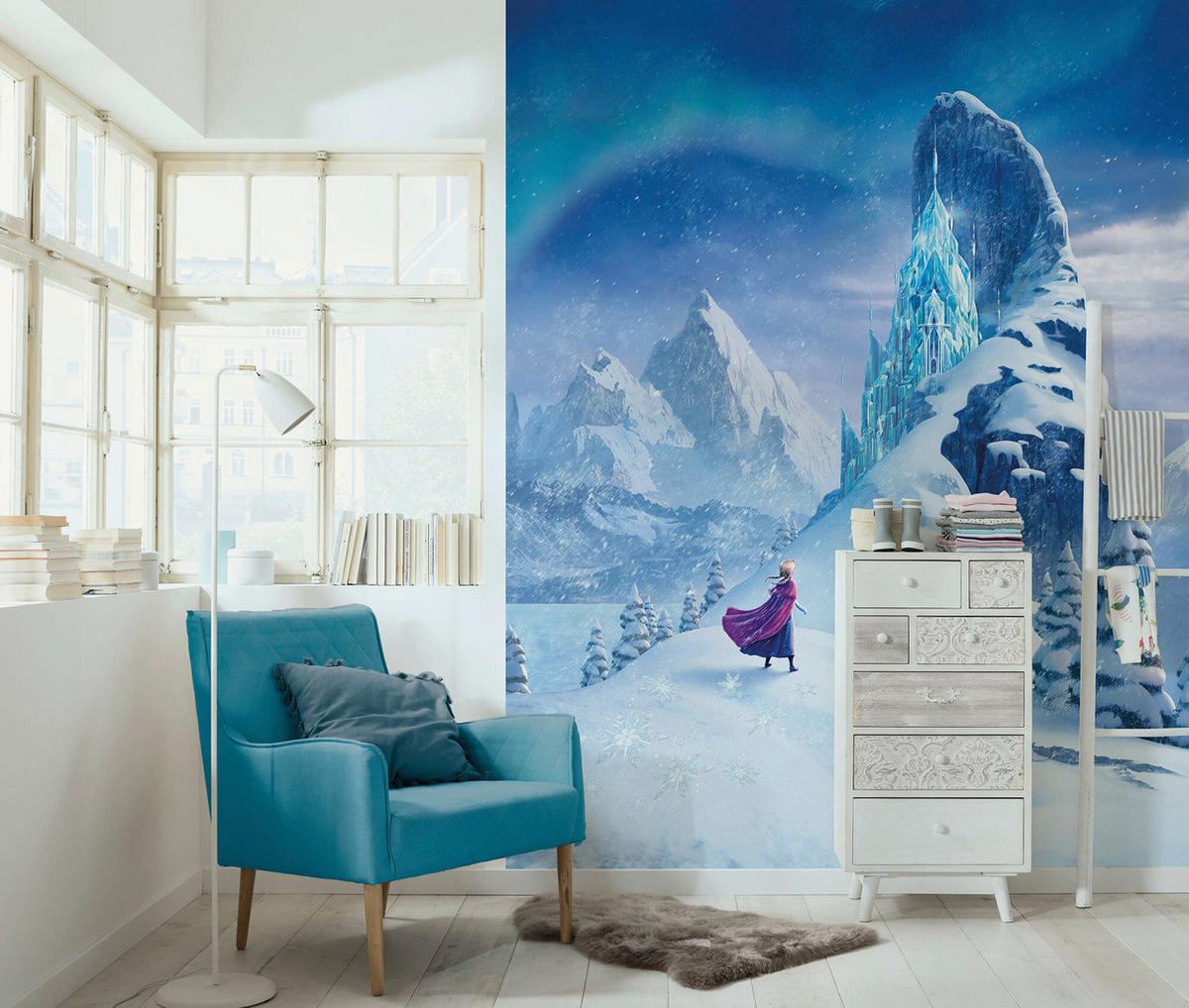 FOTOTAPETE FROZEN ICE CASTLE  - Blau, Design, Textil (200/250cm) - Disney