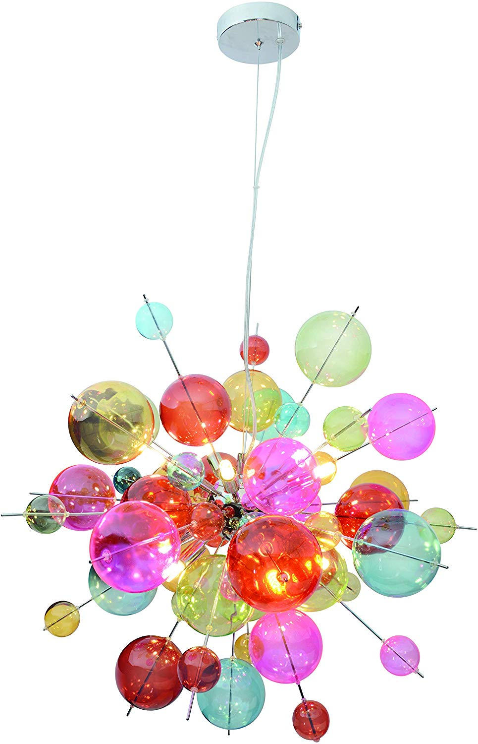 HÄNGELEUCHTE EXPLOSION 65/150 cm   - Klar/Chromfarben, Design, Glas/Metall (65/150cm) - Näve