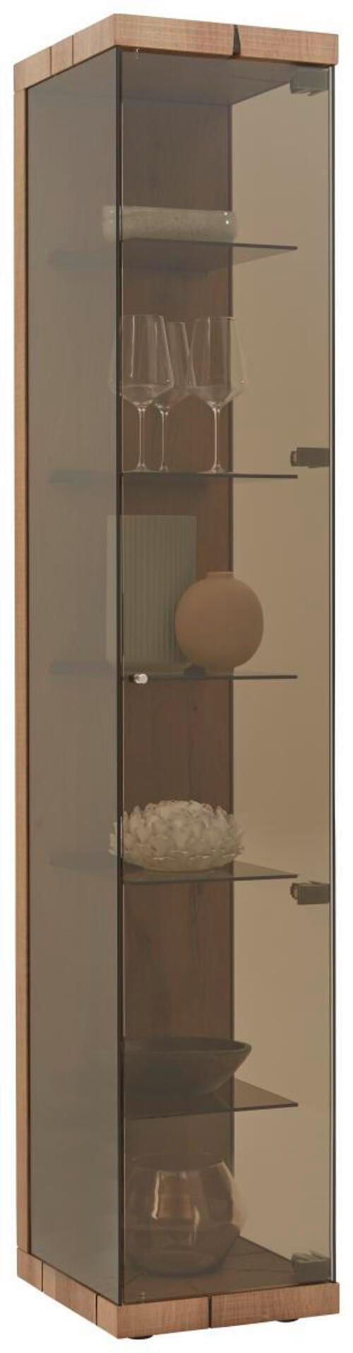 VITRINE Eichefarben  39/207/44 cm  - Edelstahlfarben/Eichefarben, Natur, Glas/Holz (39/207/44cm) - Valnatura