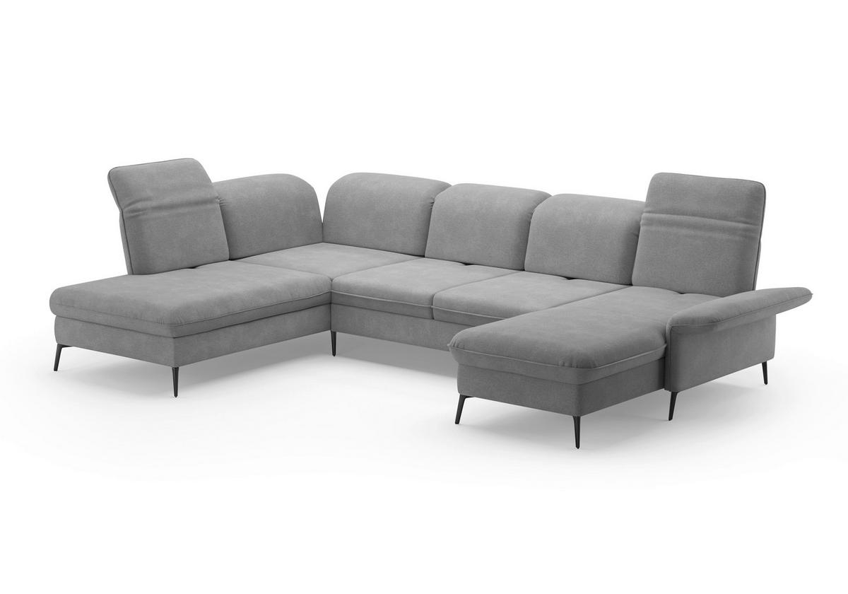 WOHNLANDSCHAFT in Flachgewebe Grau  - Schwarz/Grau, Konventionell, Textil/Metall (231/359/198cm) - Sit & More