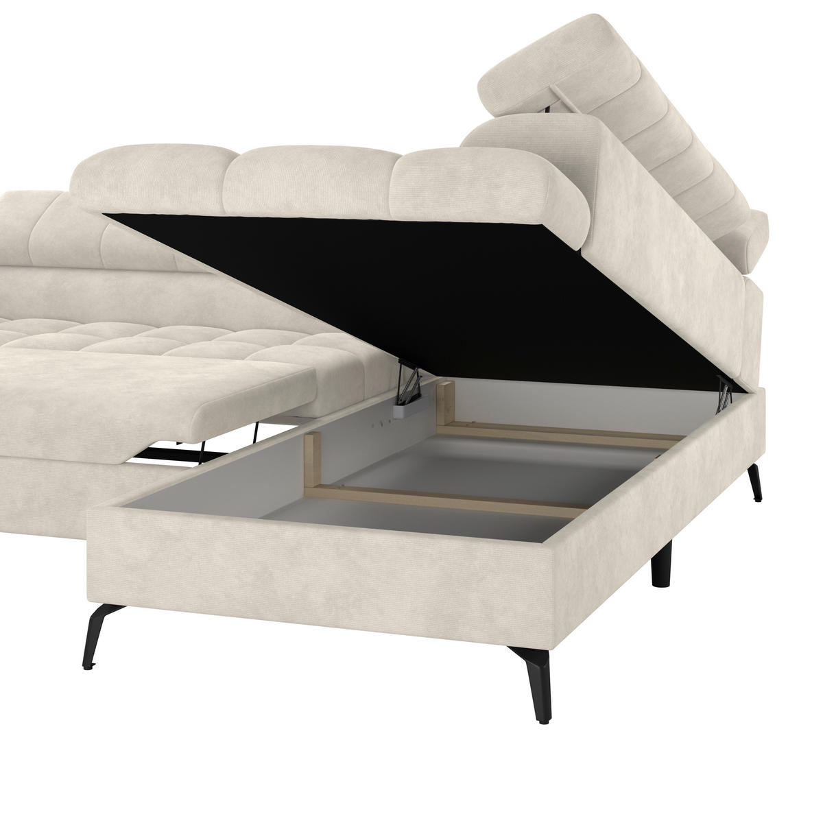 ECKSOFA in Creme  - Creme/Schwarz, Trend, Kunststoff/Textil (261/203cm) - Livetastic