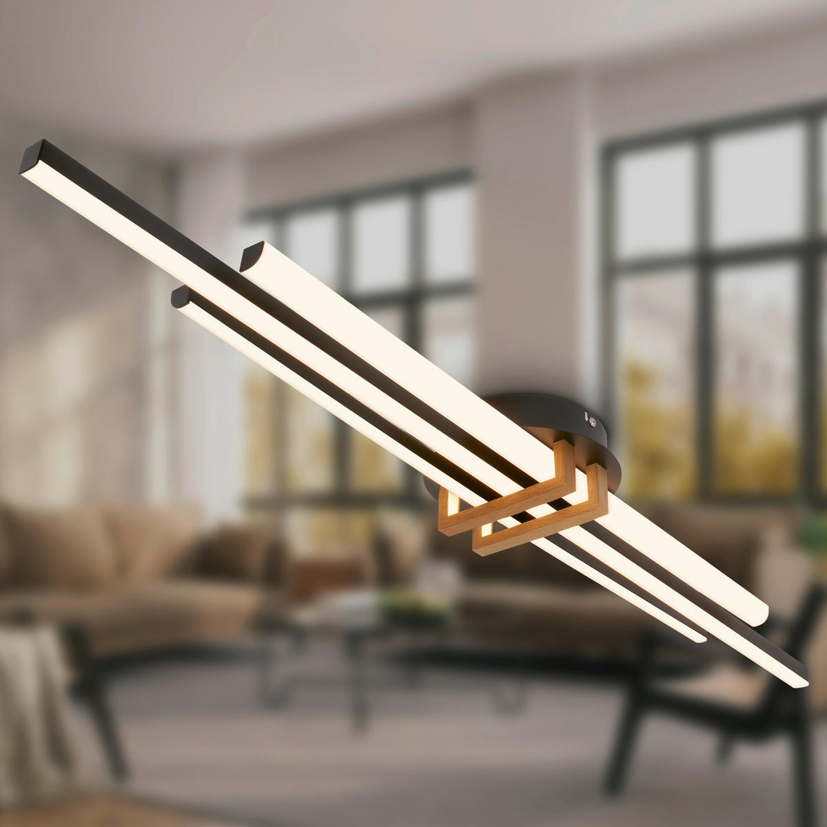 LED-DECKENLEUCHTE Vinka 98/16/6,6 cm  - Schwarz, Design, Kunststoff/Metall (98/16/6,6cm)