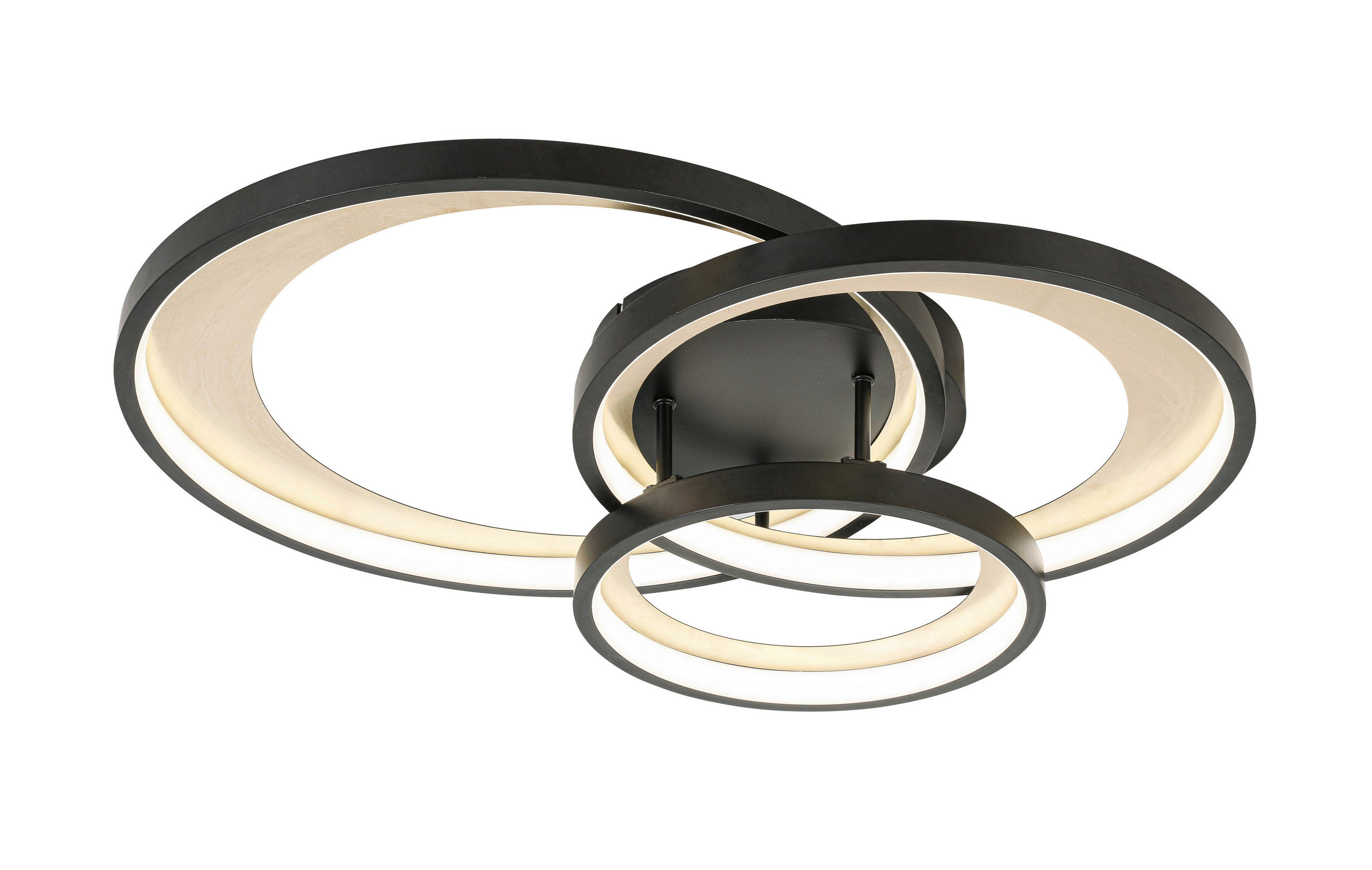 LED-DECKENLEUCHTE Matteo  Smart 54,2/46,8/11 cm   - Messingfarben/Schwarz, Design, Kunststoff/Metall (54,2/46,8/11cm) - Novel