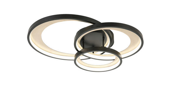 LED-DECKENLEUCHTE Matteo 54,2/46,8/11 cm  - Messingfarben/Schwarz, Design, Kunststoff/Metall (54,2/46,8/11cm) - Novel
