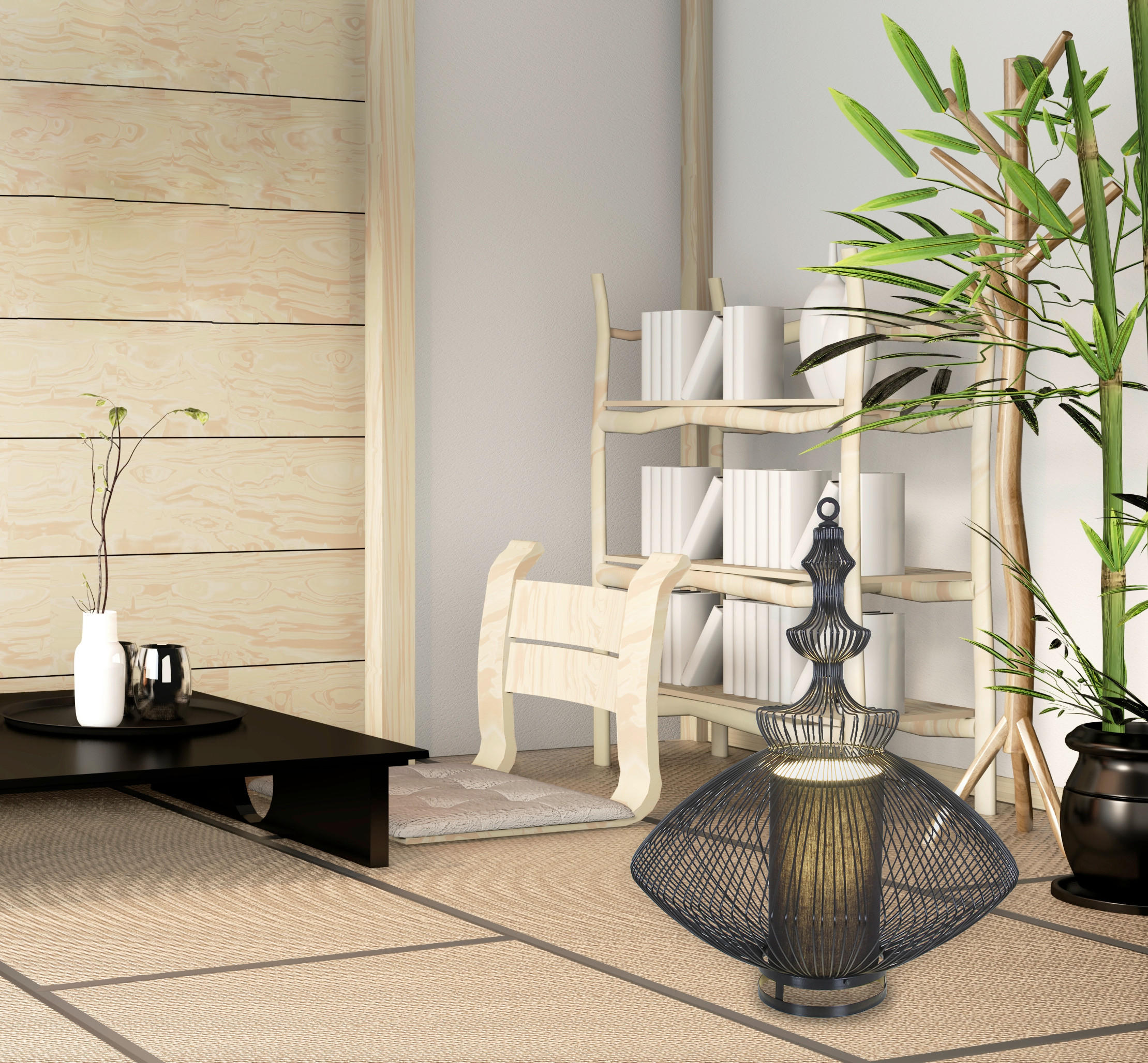 TISCHLEUCHTE YOUNG LIVING 55/77 cm   - Schwarz, Trend, Textil/Metall (55/77cm) - Näve