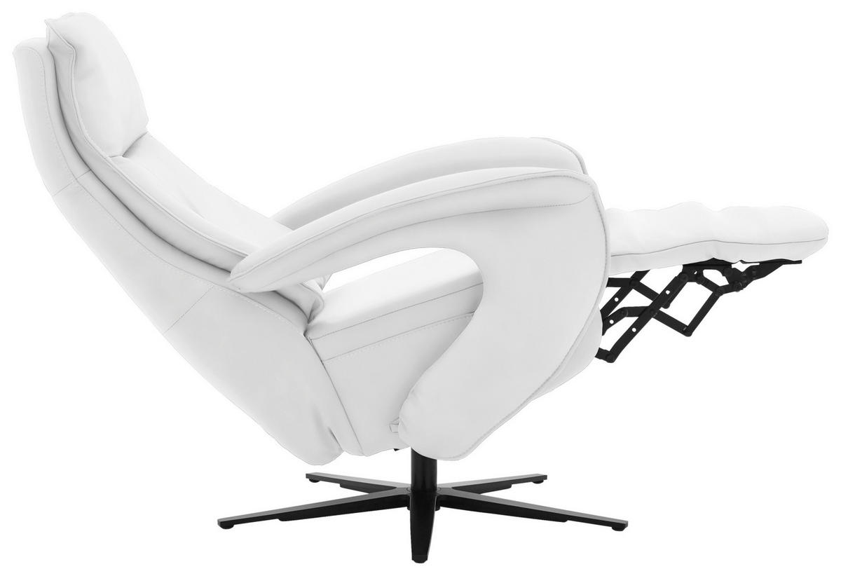 RELAXSESSEL in Leder Weiss  - Weiss/Schwarz, Design, Leder/Metall (77/110/87cm) - Valdera
