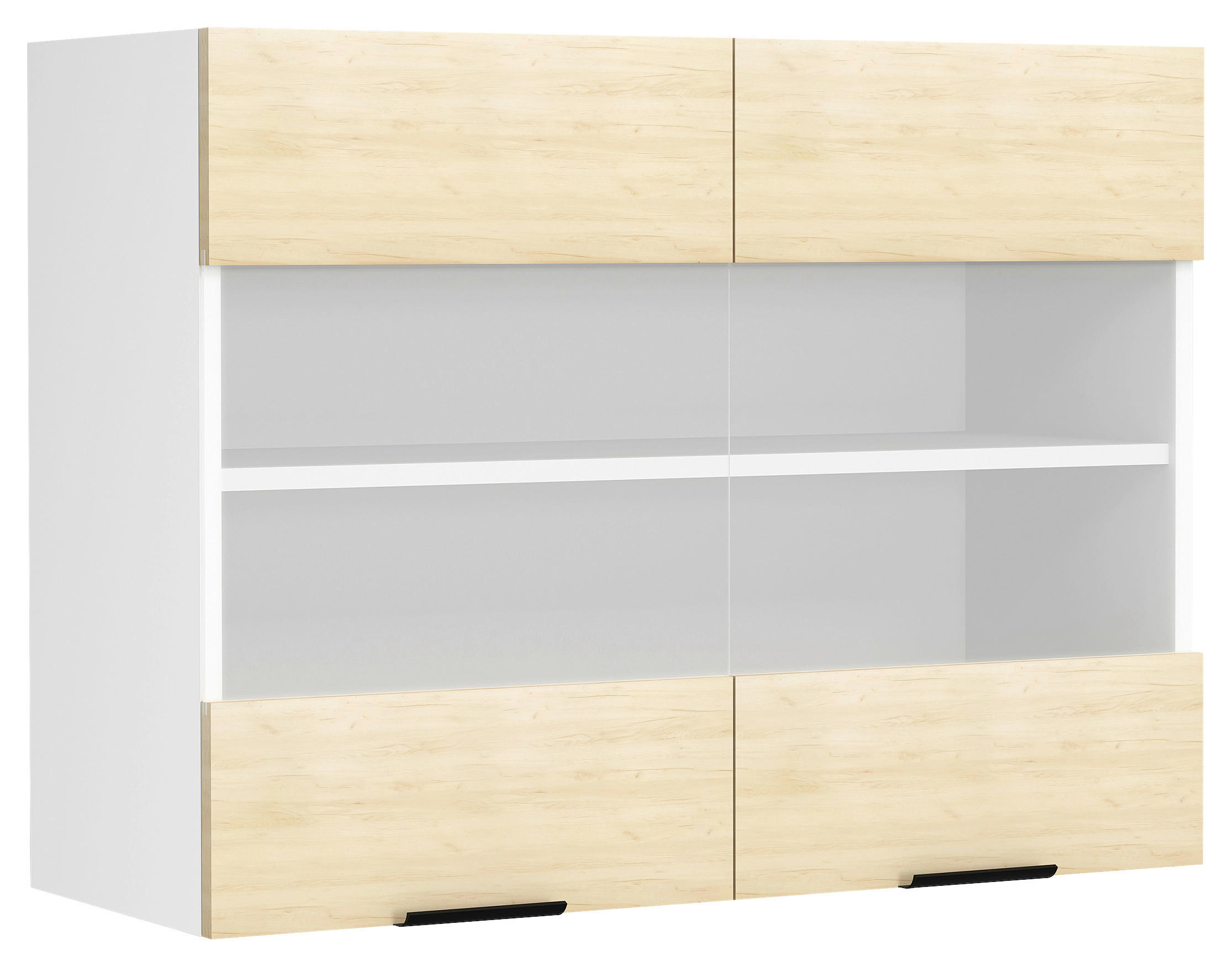 KÜCHENOBERSCHRANK 80/60/31 cm  in Weiß, Honigeiche  - Honigeiche/Schwarz, Trend, Glas/Holzwerkstoff (80/60/31cm) - MID.YOU