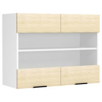 KÜCHENOBERSCHRANK 80/60/31 cm  in Weiß, Honigeiche  - Honigeiche/Schwarz, Trend, Glas/Holzwerkstoff (80/60/31cm) - MID.YOU
