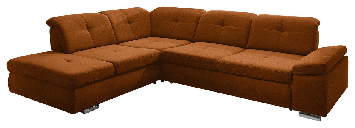 ECKSOFA  in Mikrofaser Cognac  260/312 cm  - Chromfarben/Cognac, Design, Textil/Metall (260/312cm) - Beldomo Style