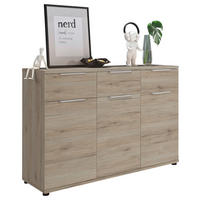 SIDEBOARD  135/91/40 cm 3 Schublade(n)  - Alufarben/Schwarz, LIFESTYLE, Holzwerkstoff/Kunststoff (135/91/40cm) - Ti'me