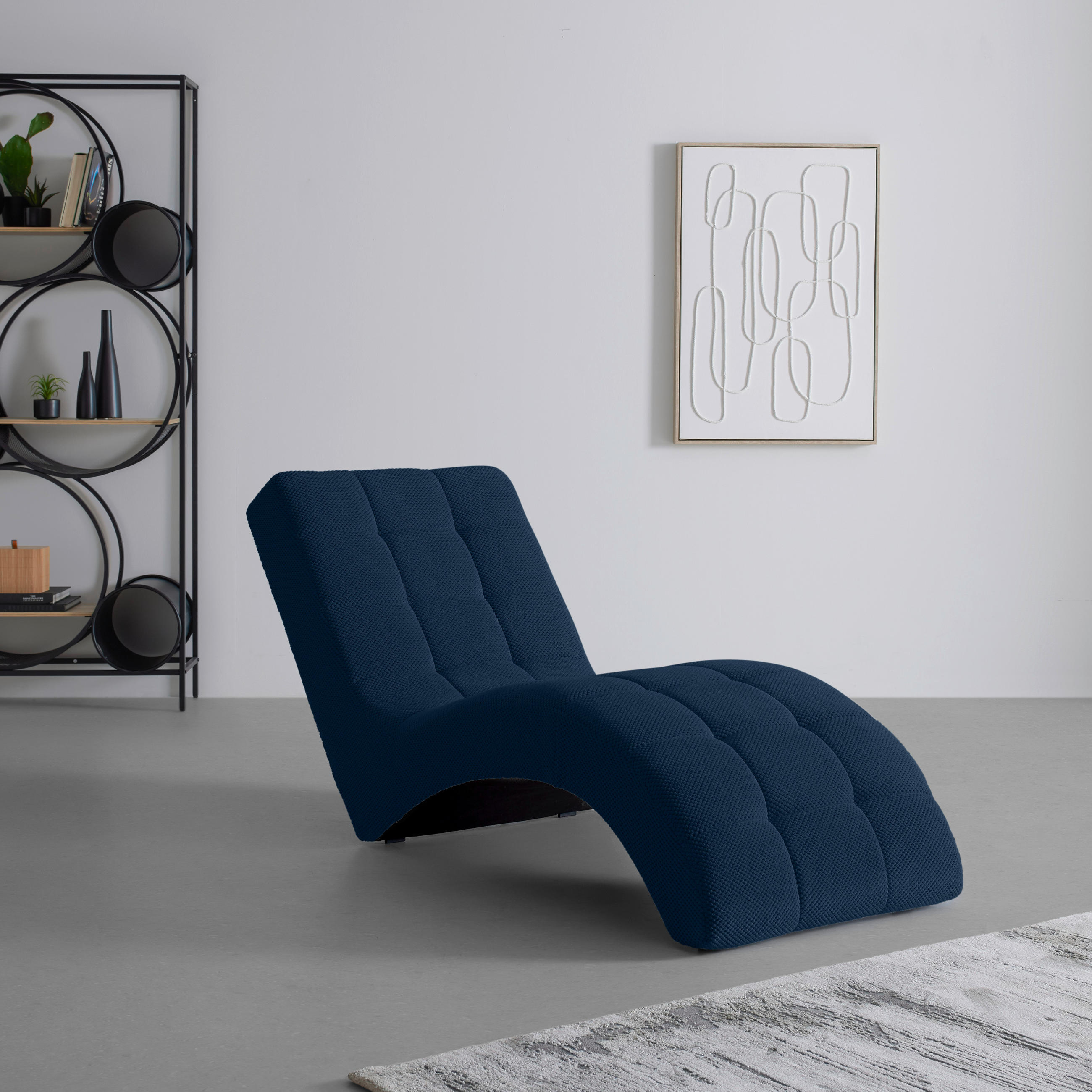 LIGGFÅTÖLJ i vävt tyg mörkblå  - svart/mörkblå, Modern, textil/plast (68/80/167cm) - MID.YOU