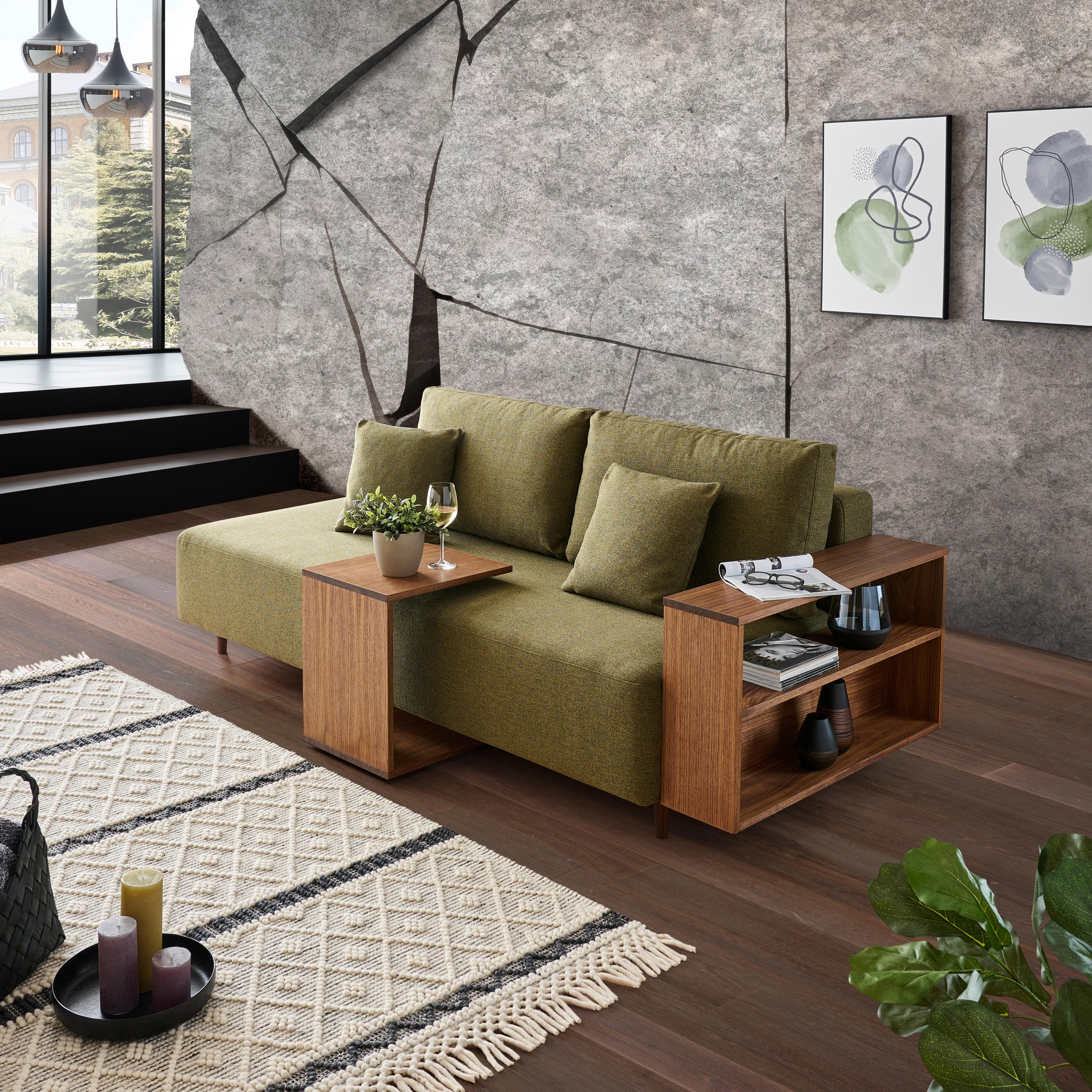 TABLE D'APPOINT in Holz 44/37/50 cm  - Nussbaumfarben/Schwarz, Natur, Holz/Kunststoff (44/37/50cm) - Joka