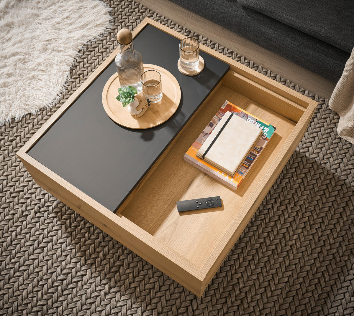 COUCHTISCH in Holzwerkstoff 76/35/75 cm  - Eichefarben/Graphitfarben, Design, Holzwerkstoff (76/35/75cm) - MID.YOU