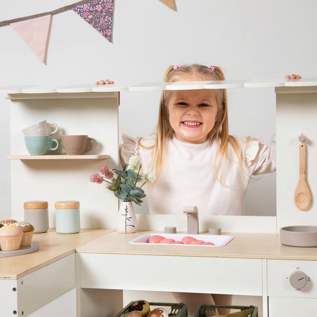 KINDERKÜCHE - Naturfarben/Weiß, Basics, Holz (100/59/87cm) - MUSTERKIND