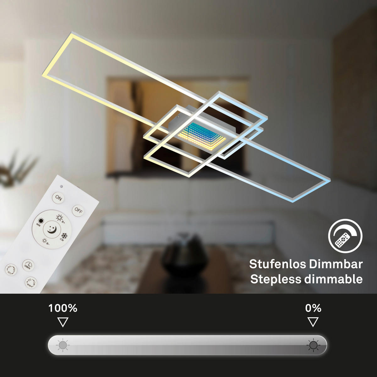 LED-DECKENLEUCHTE Misy 111/42/6,5 cm  - Chromfarben/Alufarben, Design, Kunststoff/Metall (111/42/6,5cm)