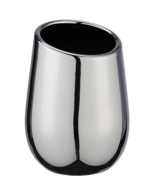 ZAHNPUTZBECHER Keramik  - Chromfarben, Basics, Keramik (8/11/8cm) - Wenko