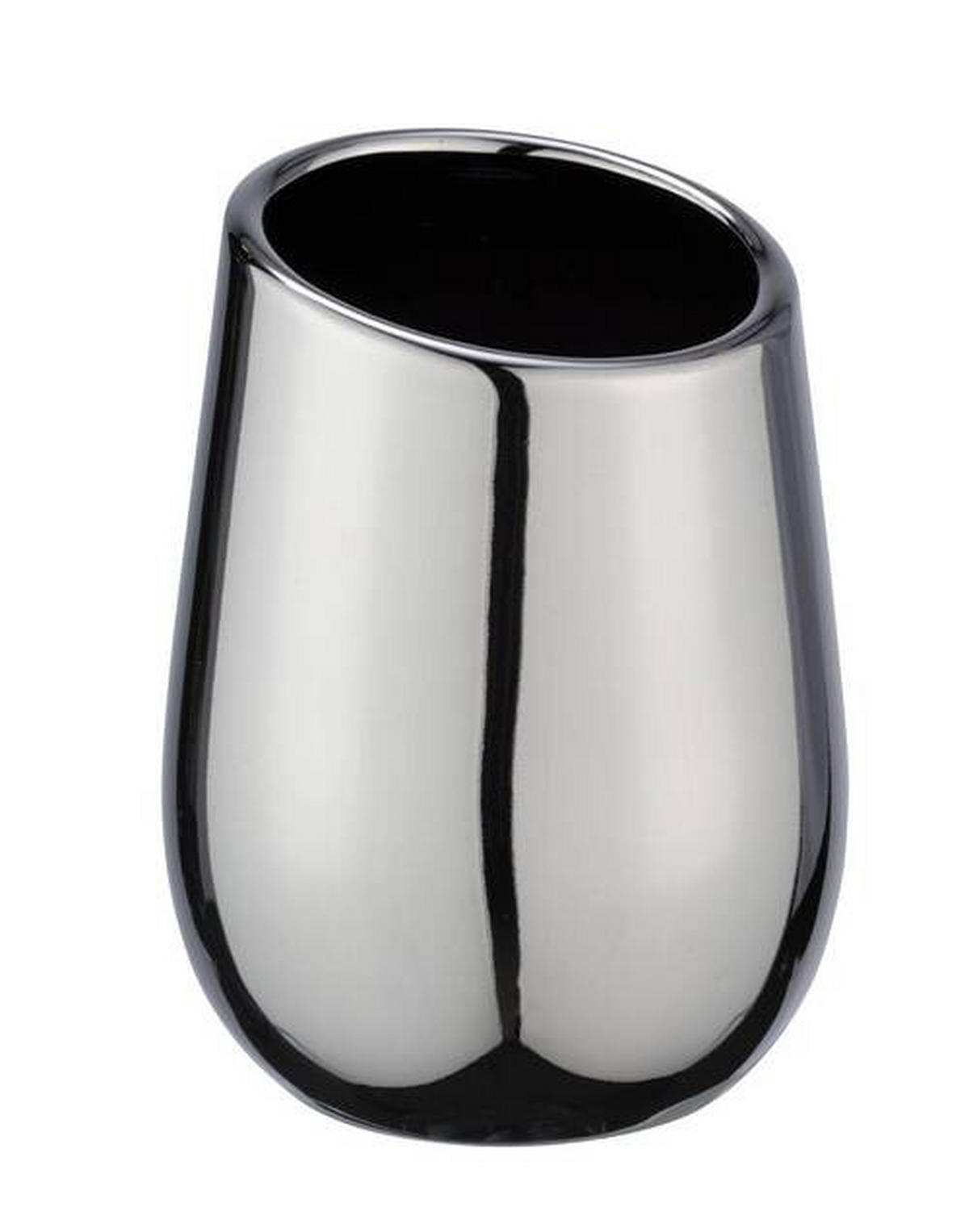ZAHNPUTZBECHER Keramik  - Chromfarben, Basics, Keramik (8/11/8cm) - Wenko