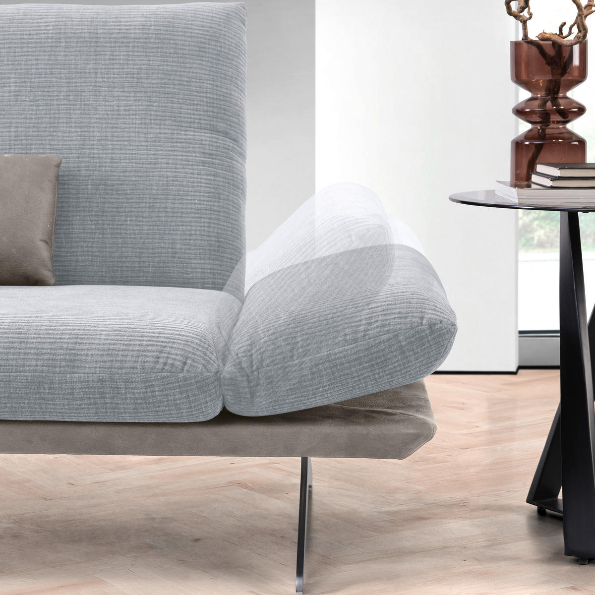 ECKSOFA in Flachgewebe Grau  209/277 cm  - Edelstahlfarben/Grau, Design, Textil/Metall (209/277cm) - Koinor
