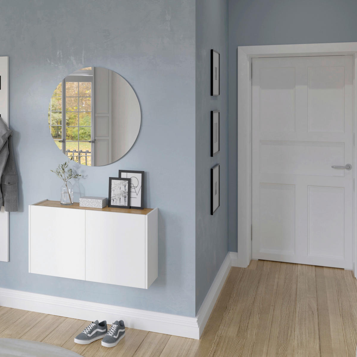 GARDEROBE 2-teilig  in 93/200/29 cm  - Eichefarben/Weiß, Design, Holzwerkstoff (93/200/29cm)