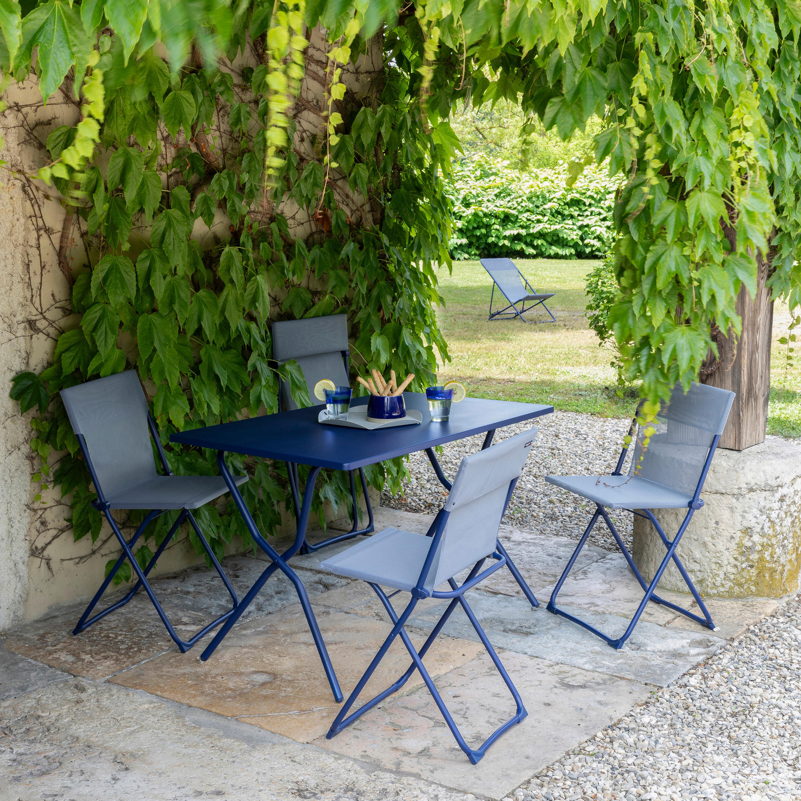 GARTENKLAPPTISCH 120/64/73 cm Metall rechteckig  - Blau, Basics, Metall (120/64/73cm) - Lafuma Mobilier
