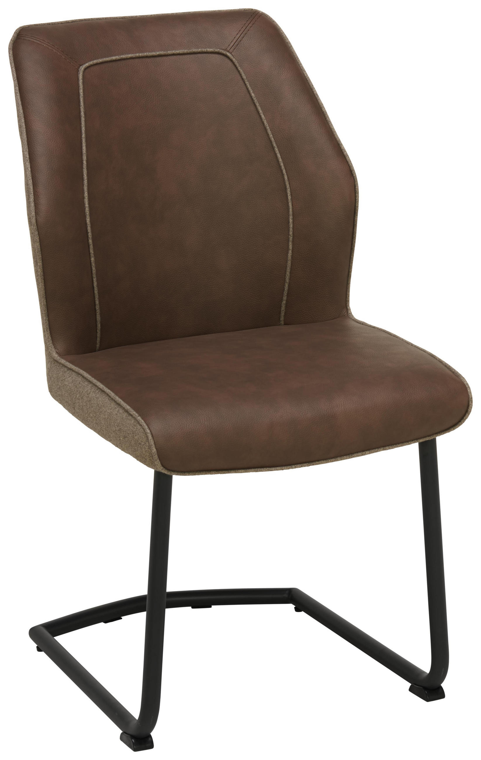 Schwingstuhl in Metall, Textil Schwarz, Cappuccino