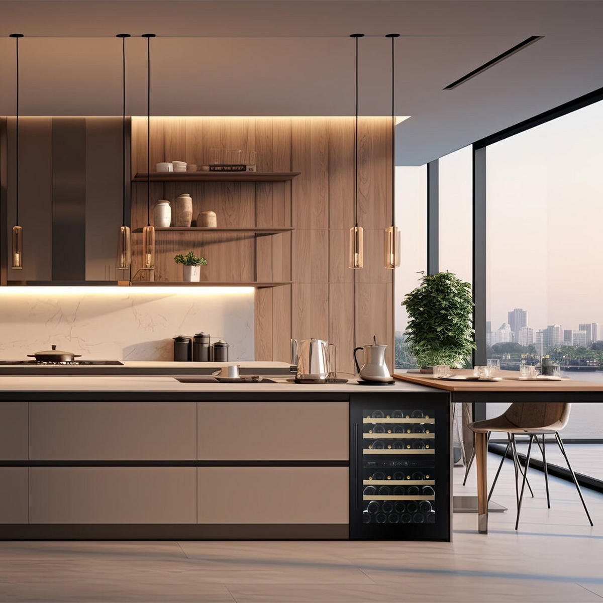 WEINKÜHLSCHRANK DVS-44.120DB  - Schwarz, Basics, Glas/Holz (59/88,2/57,1cm)