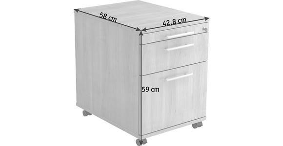 ROLLCONTAINER 42,8/59/58 cm  - Nussbaumfarben/Alufarben, KONVENTIONELL, Holzwerkstoff/Kunststoff (42,8/59/58cm) - Venda