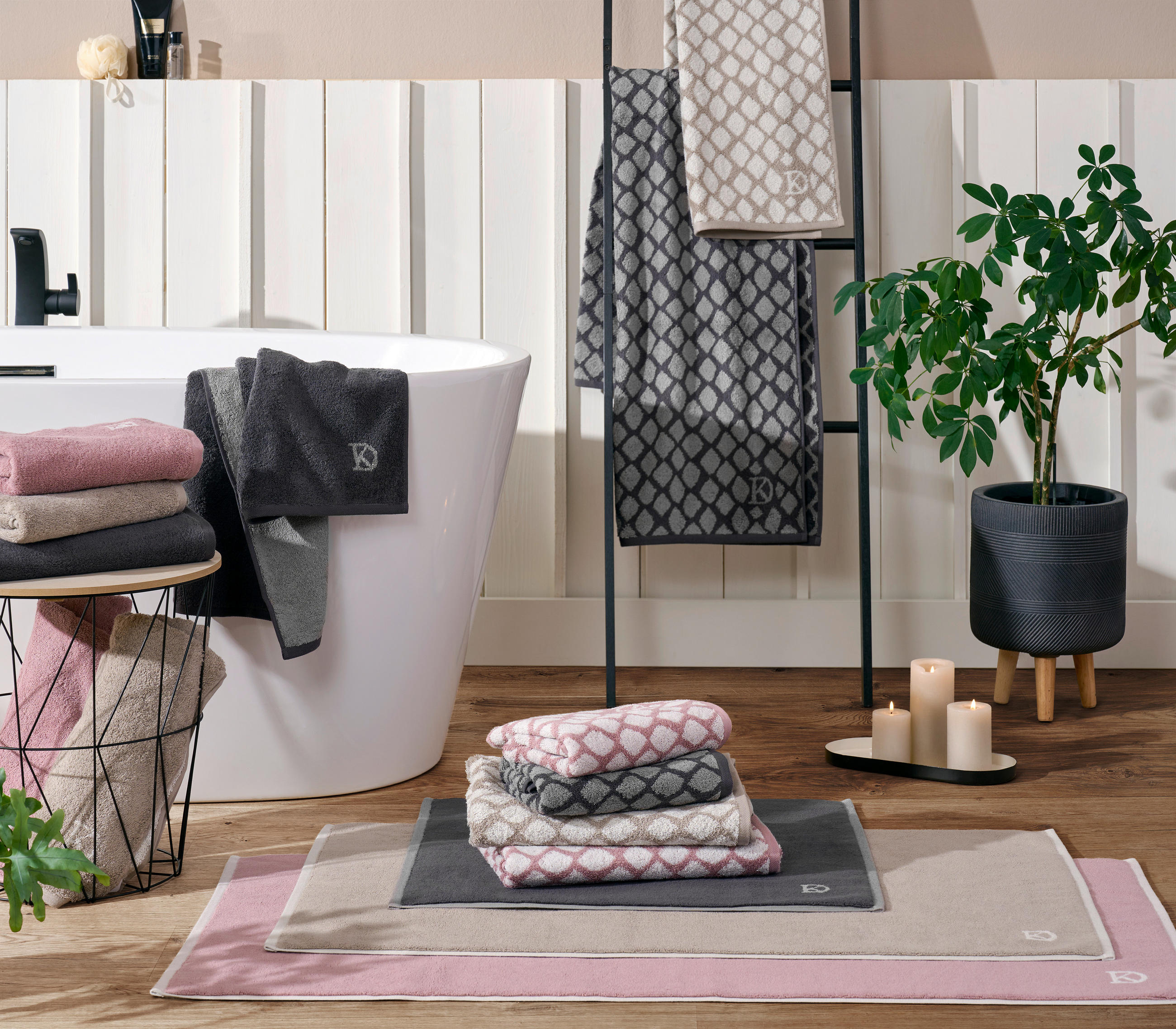 HANDTUCH BASIC Grau, Rosa  - Rosa/Grau, Design, Textil (50/100cm) - Dieter Knoll