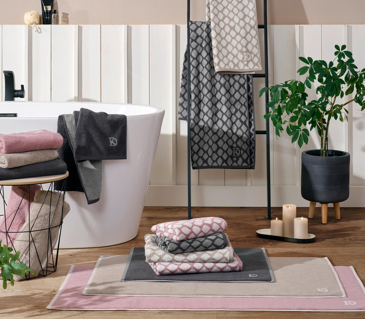 RUČNÍK, 50/100 cm, šedá, světle šedá - šedá/světle šedá, Design, textil (50/100cm) - Dieter Knoll