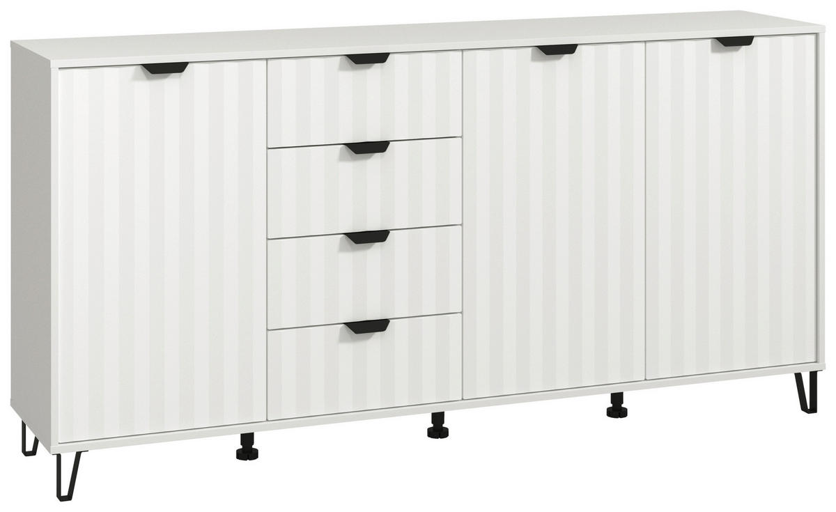 TÁLALÓSZEKRÉNY 182,5/90,5/40 cm  - fekete/fehér, Basics, faalapú anyag/fém (182,5/90,5/40cm) - Xora