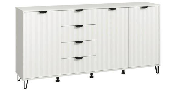 SIDEBOARD  182,5/90,5/40 cm 4 Schublade(n)  - Schwarz/Weiß, Basics, Holzwerkstoff/Metall (182,5/90,5/40cm) - Carryhome