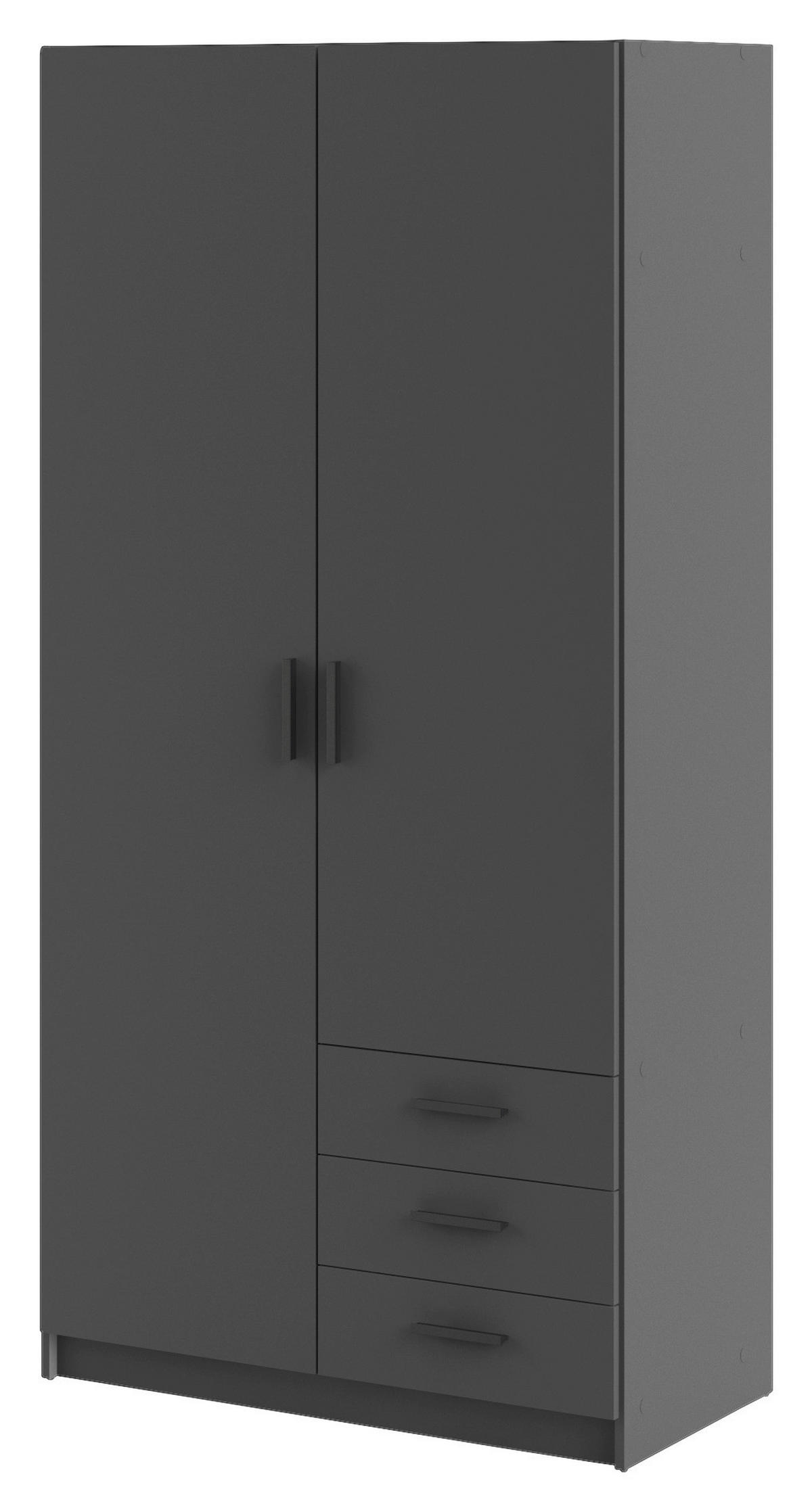 KLEIDERSCHRANK 98,5/200,4/49,8 cm 2-türig Grau  - Schwarz/Grau, Basics, Holzwerkstoff/Metall (98,5/200,4/49,8cm) - MID.YOU